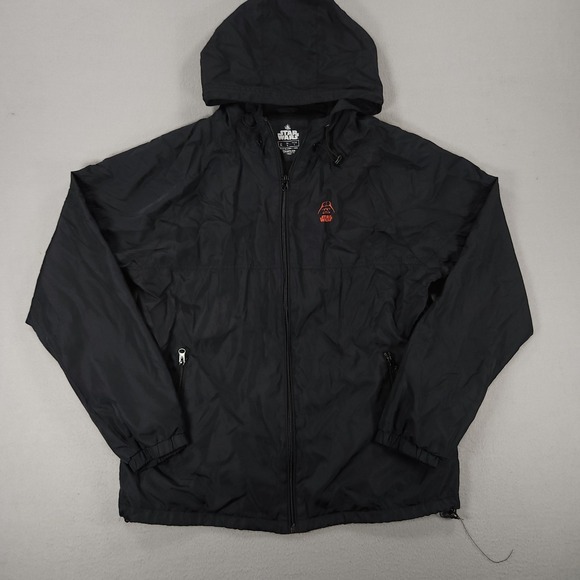 Disney Other - Disney Parks Star Wars Darth Vader Black Rain Zip Windbreaker Hoodie Jacket L
